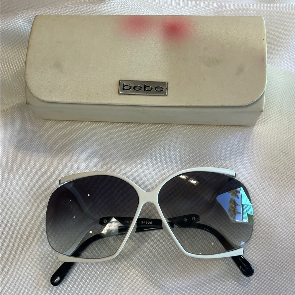 😎Bebe Elegant White Sunglasses with CASE - Picture 11 of 12